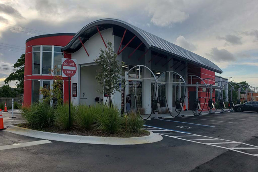 Curved Steel Roof at the M-Car Wash in Davie, Florida